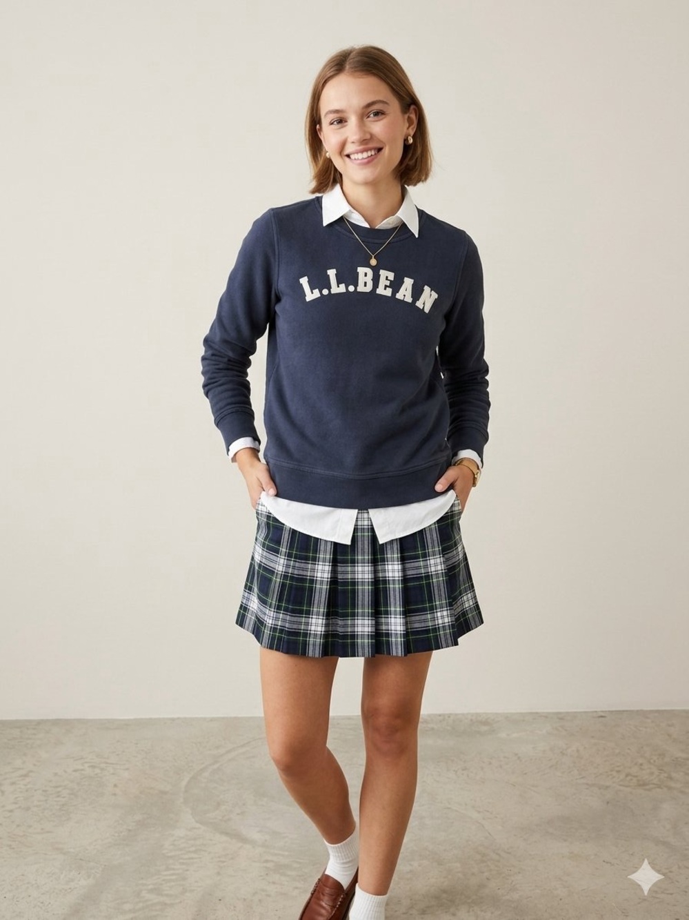 L.L. Bean Navy 1912 Collegiate Logo Crewneck Sweatshirt Size Small